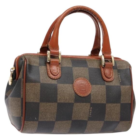 FENDI Pecan Canvas Hand Bag Black Brown - Picture 1 of 13